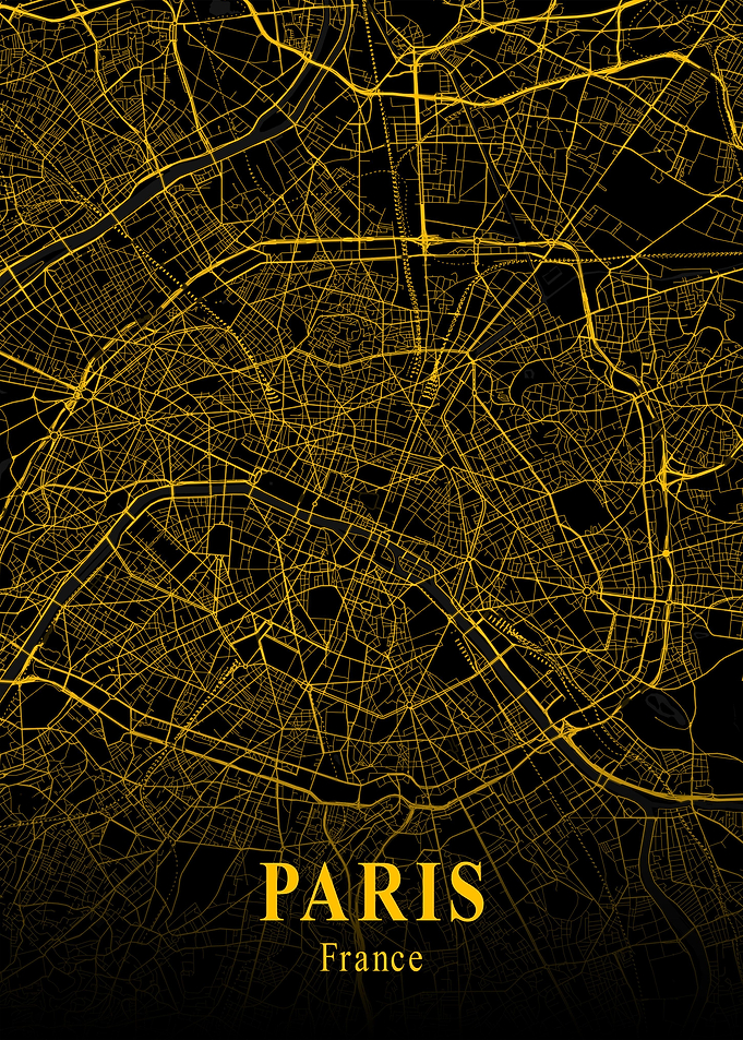 Paris City Map Gold France