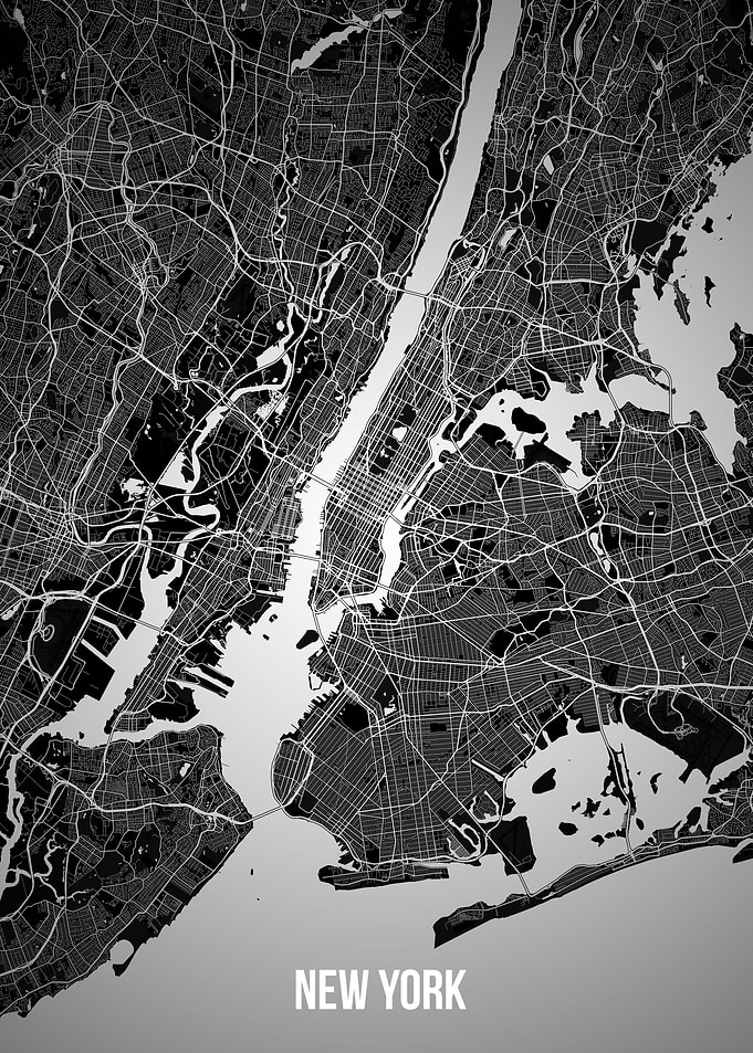 New York big dark map