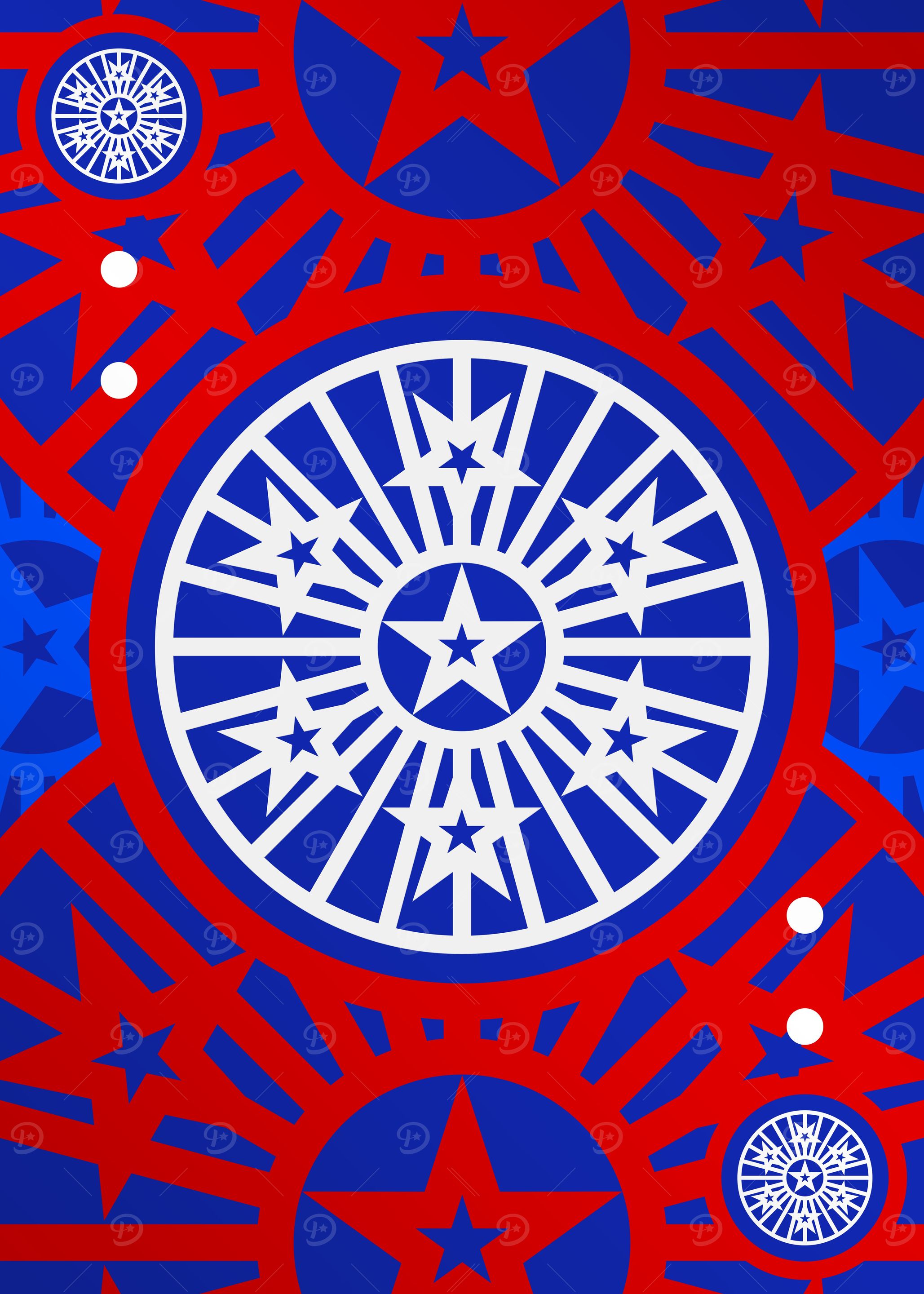 Red White and Blue Glyph