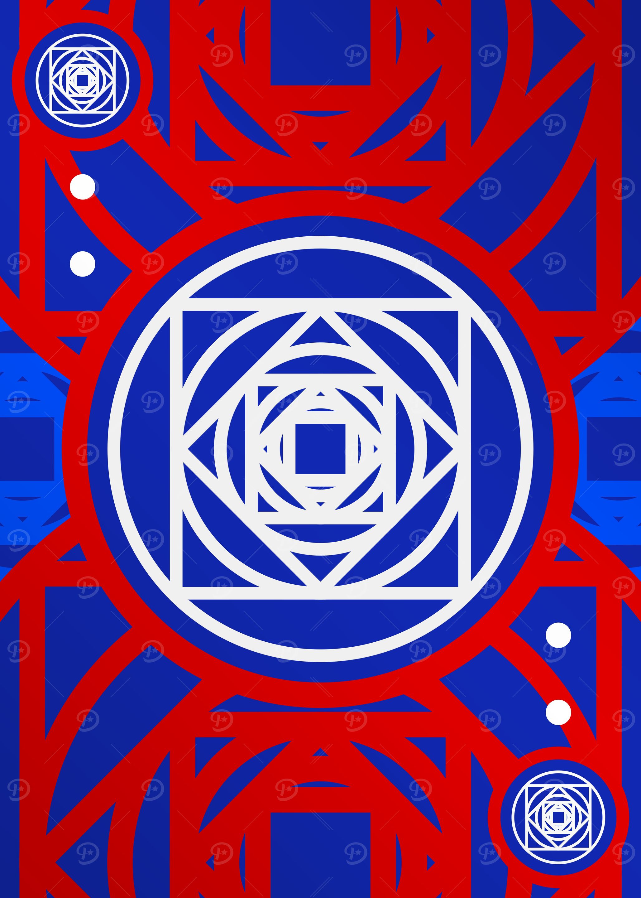 Red White and Blue Glyph
