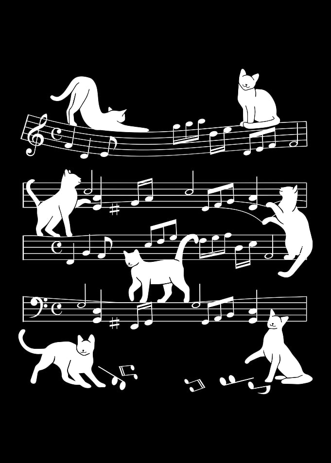 Cat on music notes