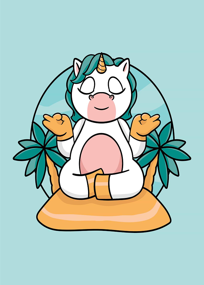 Unicorn yoga meditating