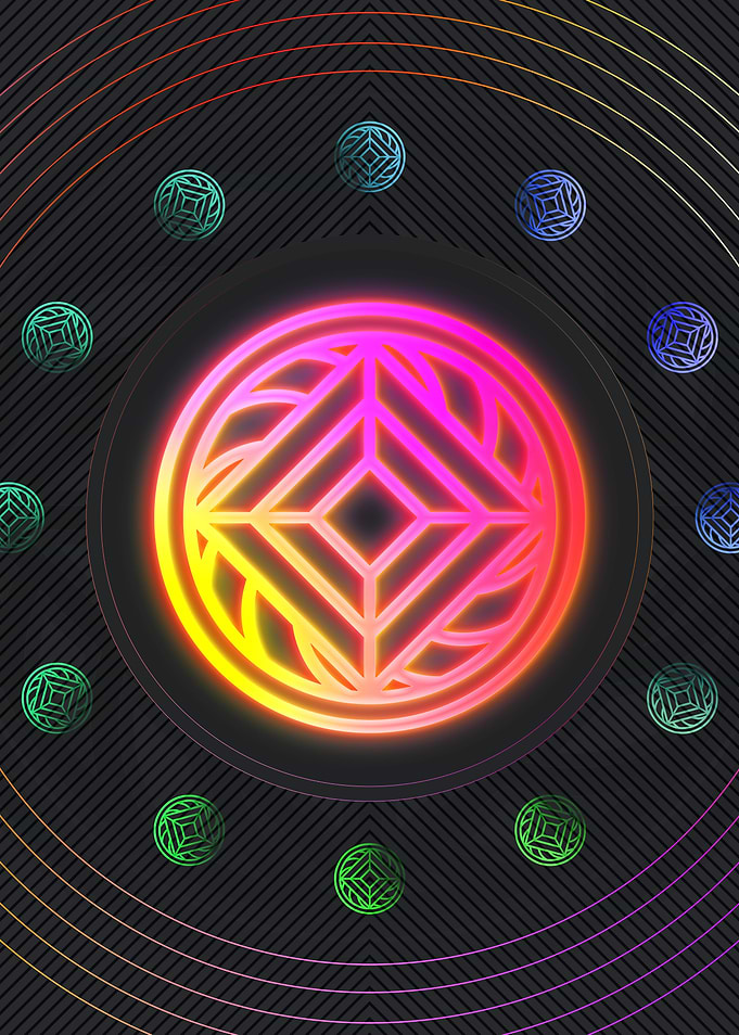 Neon Geometric Glyphs Rune
