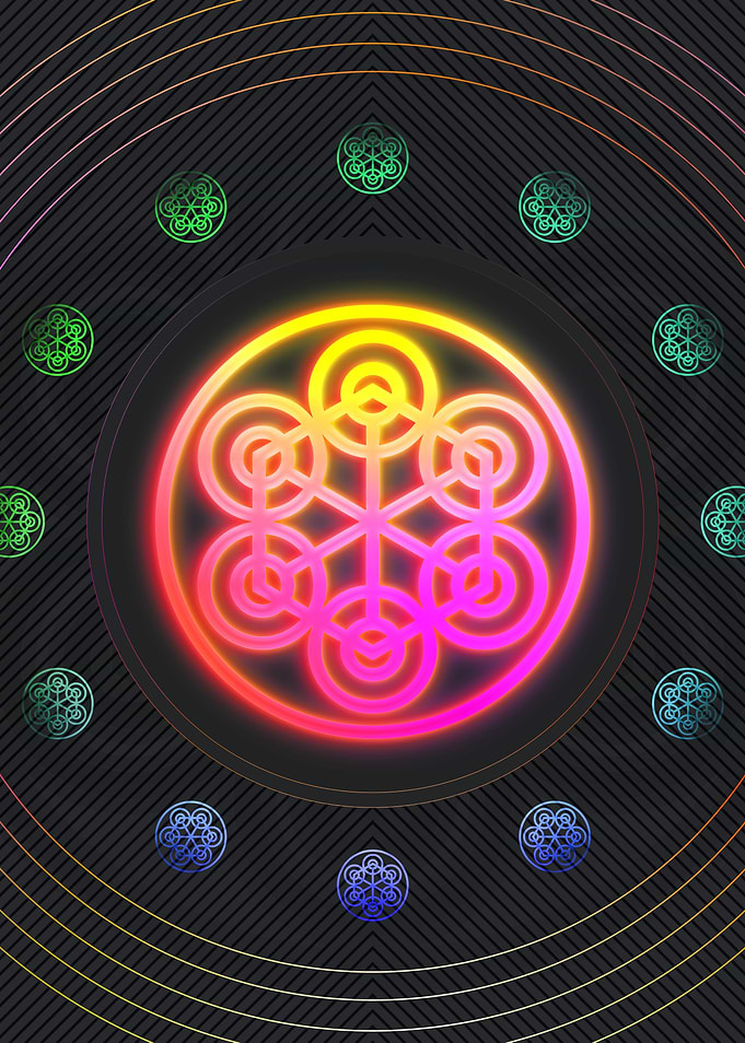 Neon Geometric Glyph Sign