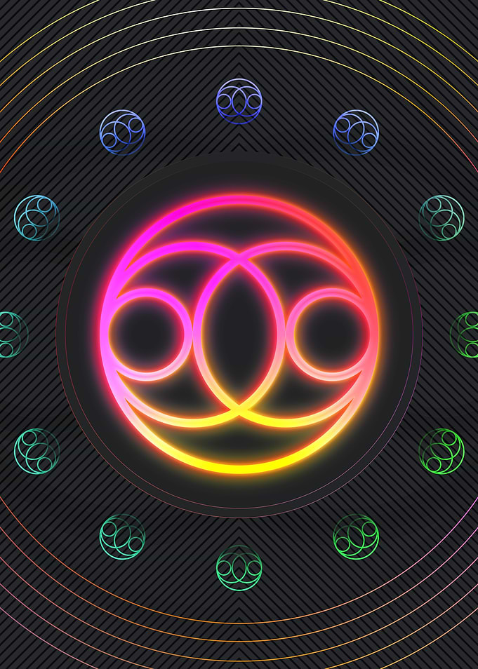 Neon Geometric Glyphs Sign