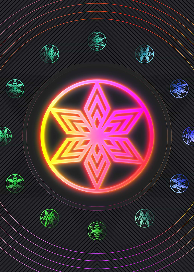 Neon Geometric Glyph Sign