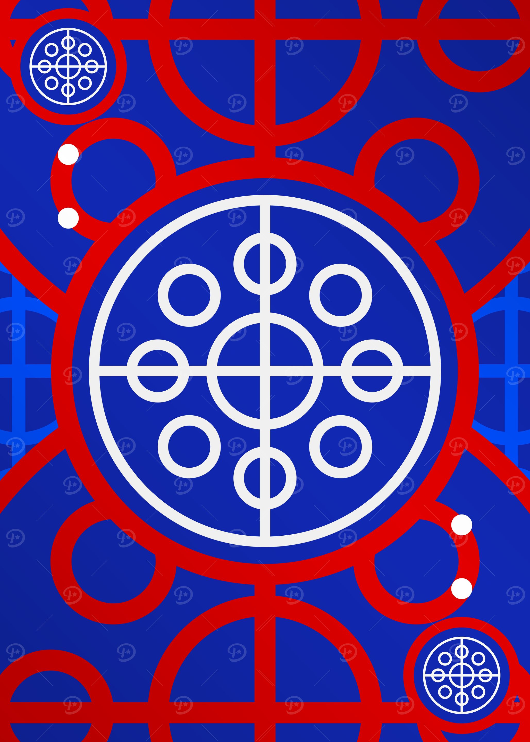 Red White and Blue Glyph