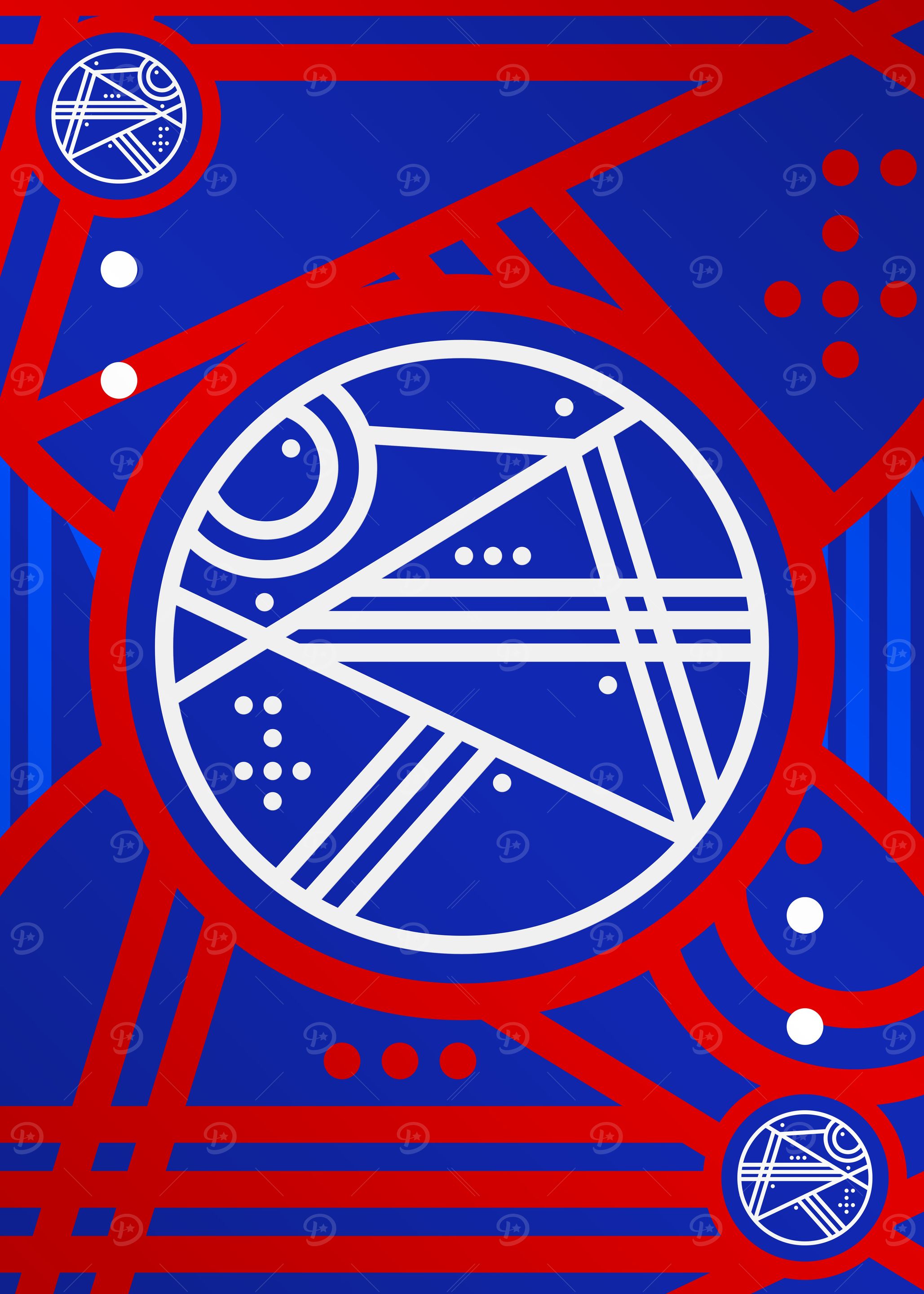 Red White and Blue Glyph