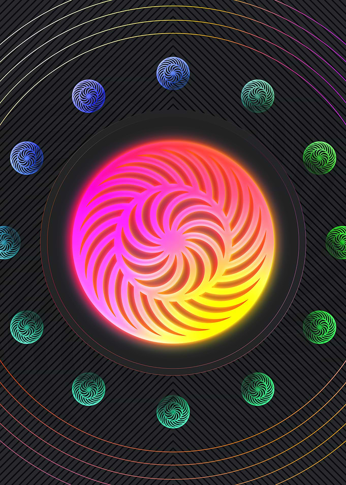 Neon Geometric Glyphs Rune