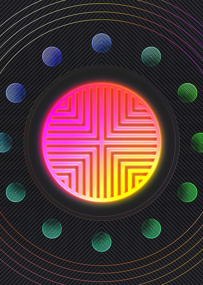 Neon Geometric Glyph Sign