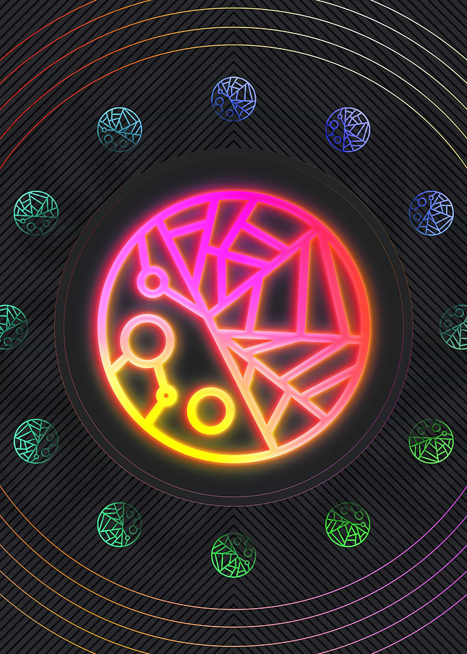 Neon Geometric Glyph Sign