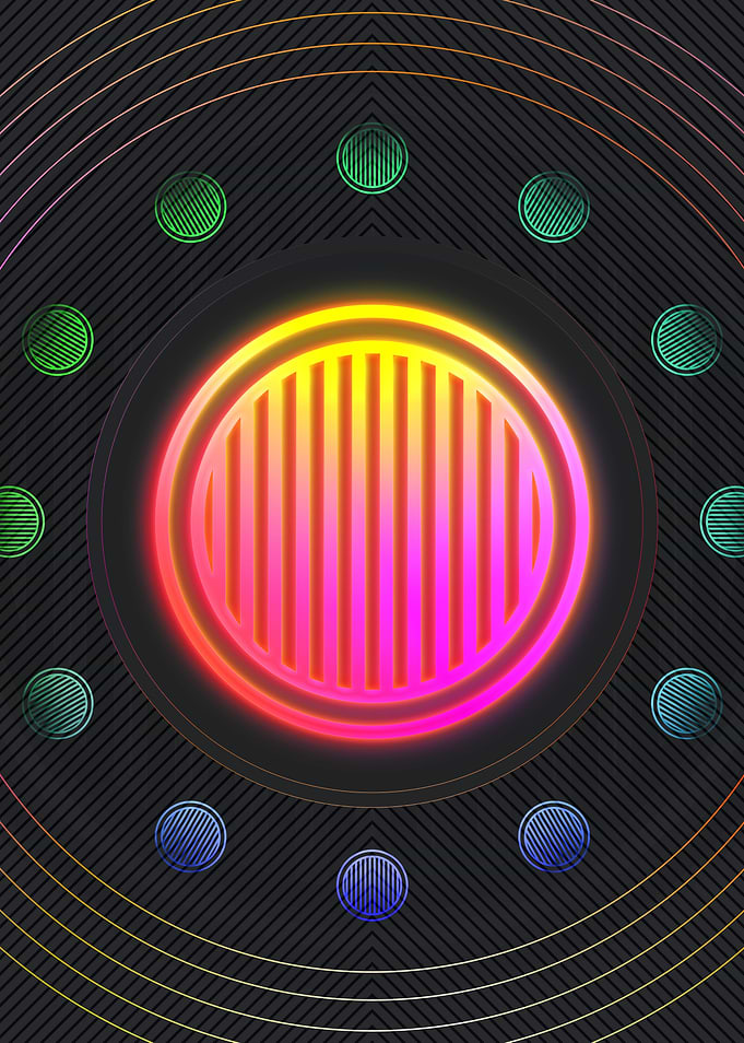 Neon Geometric Glyph Sign