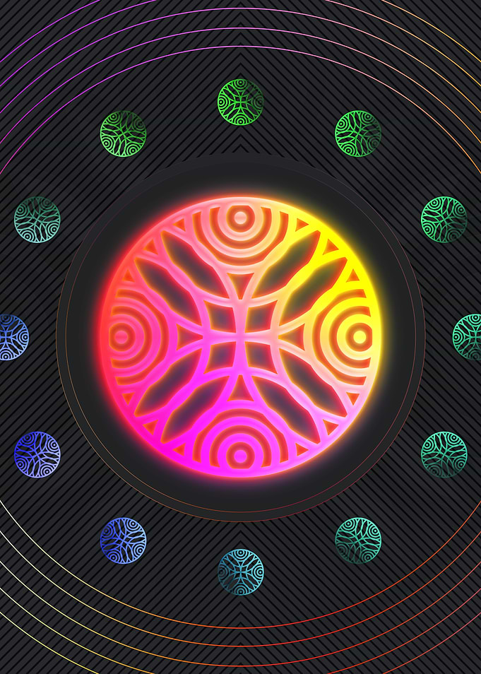 Neon Geometric Glyph Sign
