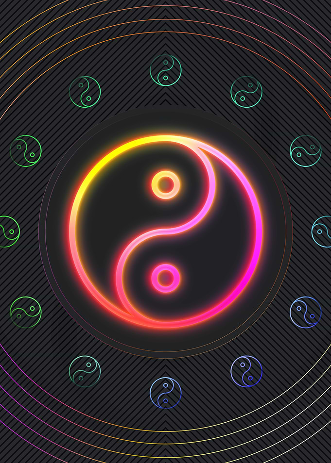 Neon Geometric Glyph Sign