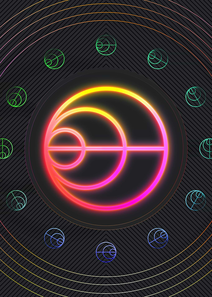Neon Geometric Glyph Signs