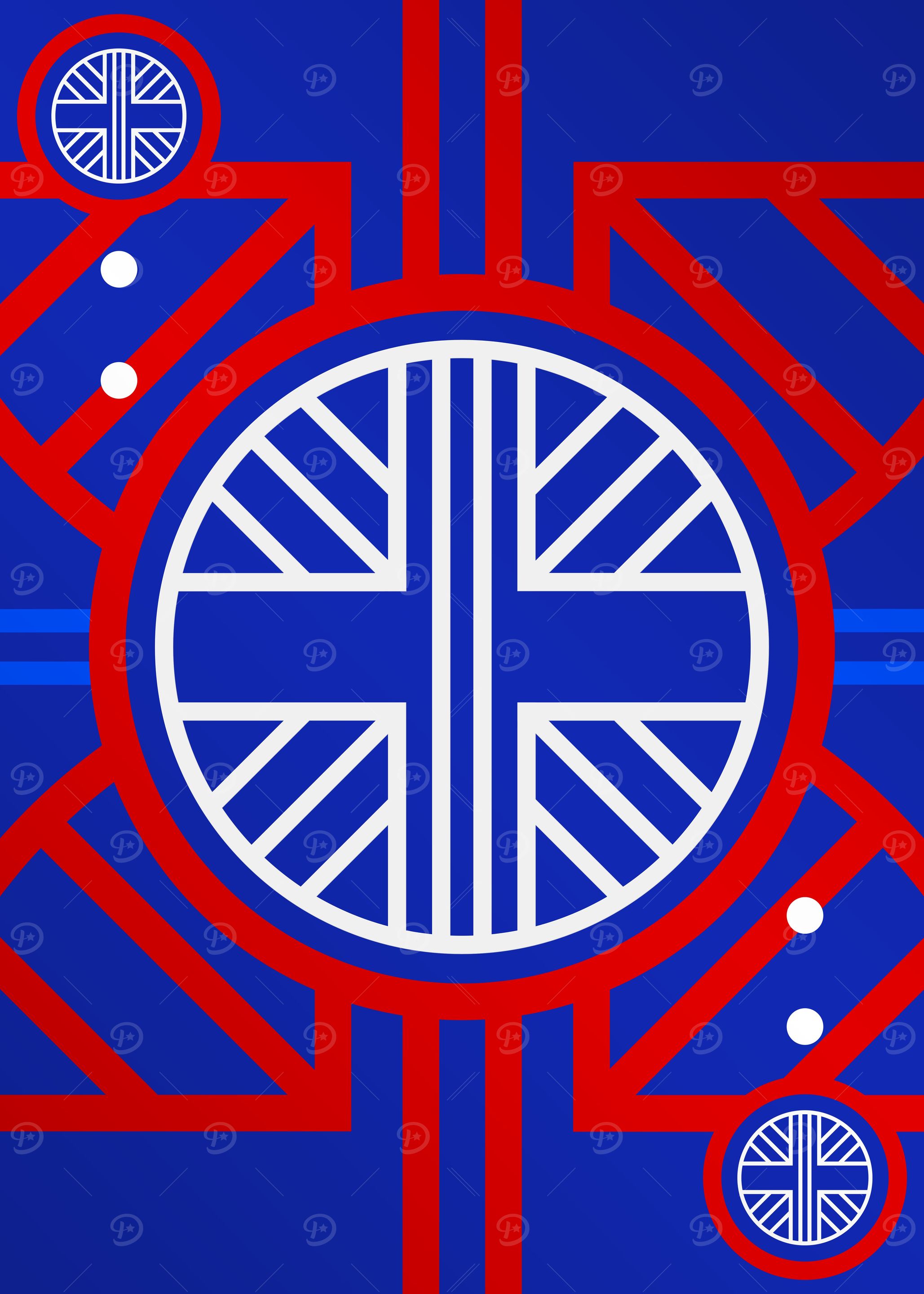 Red White and Blue Glyph