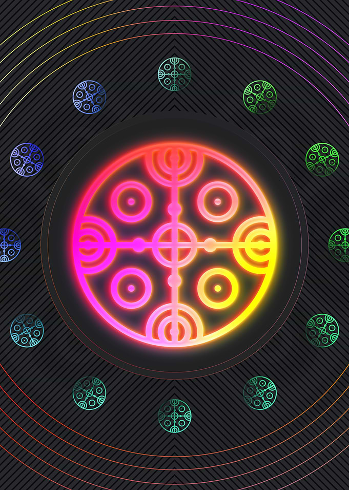 Neon Pink Glyph Mandala
