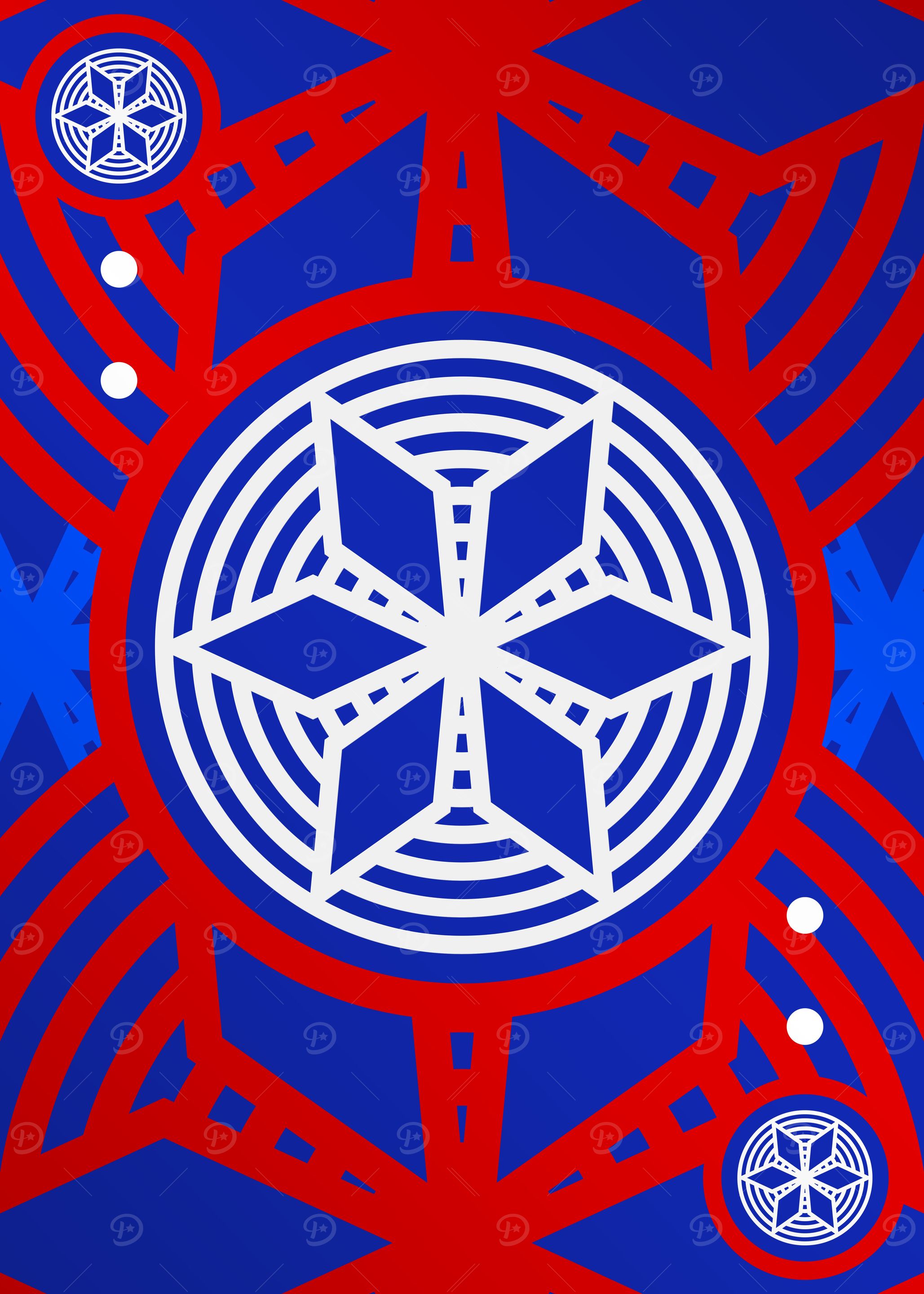 Red White and Blue Glyph