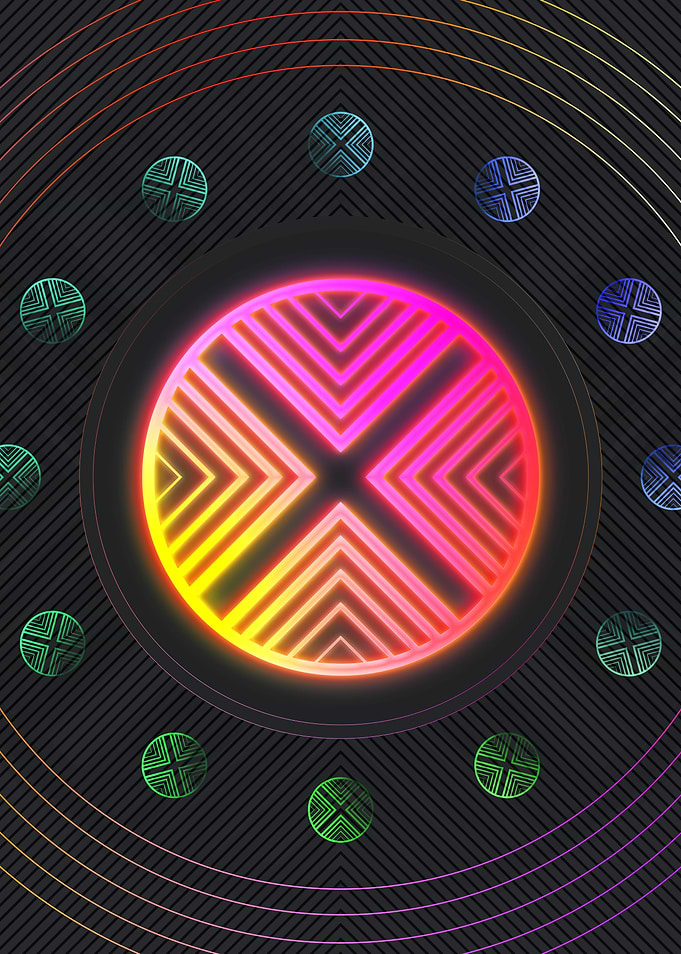 Neon Geometric Glyph Sign
