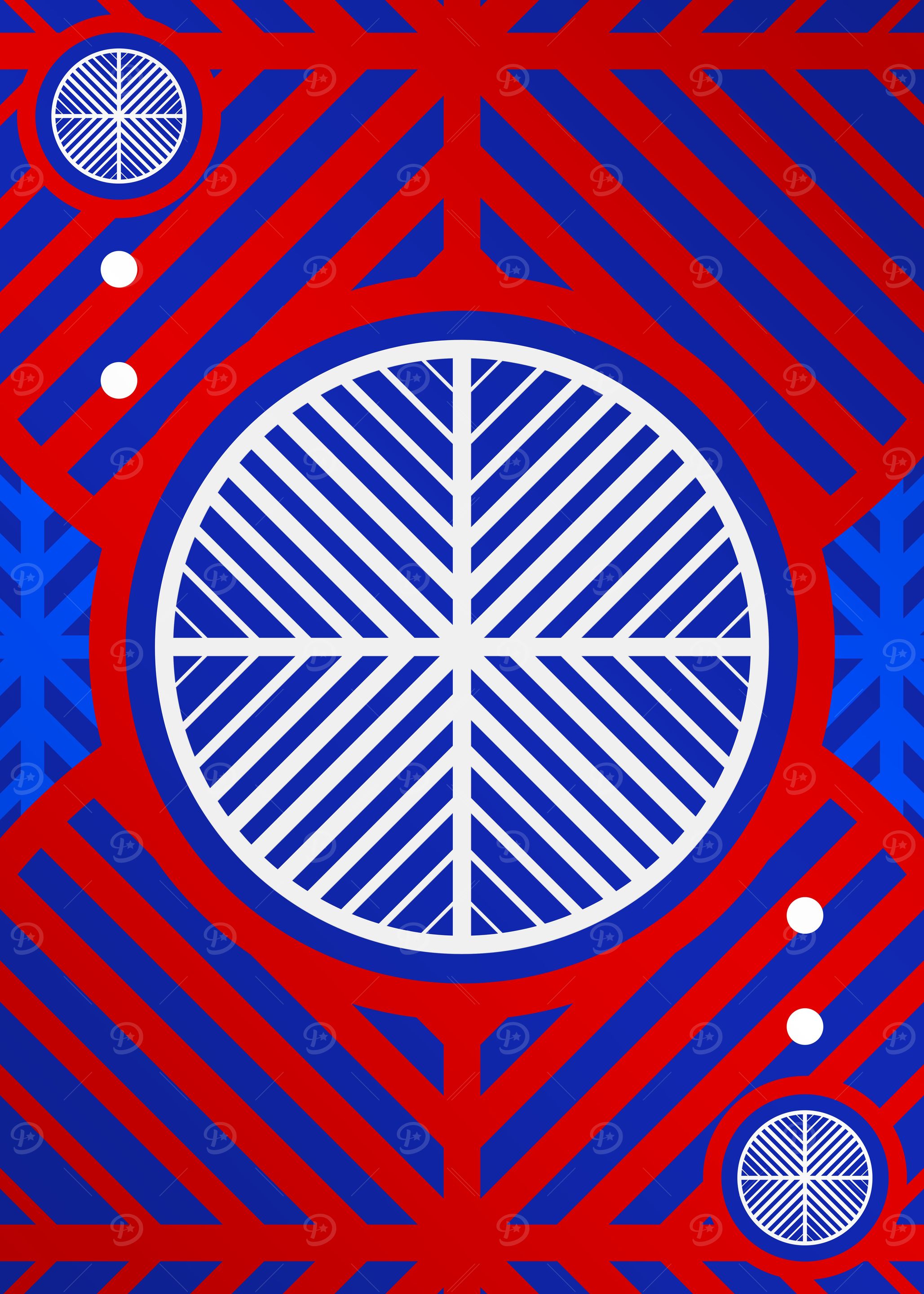 Red White and Blue Glyph