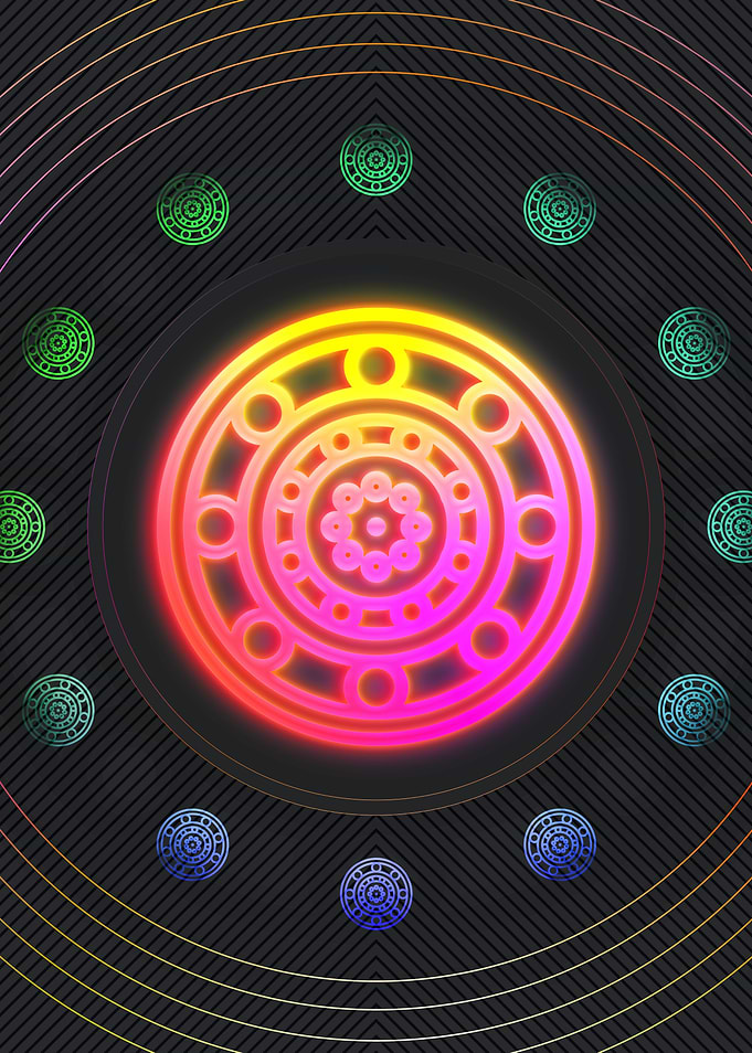 Neon Geometric Glyph Sign