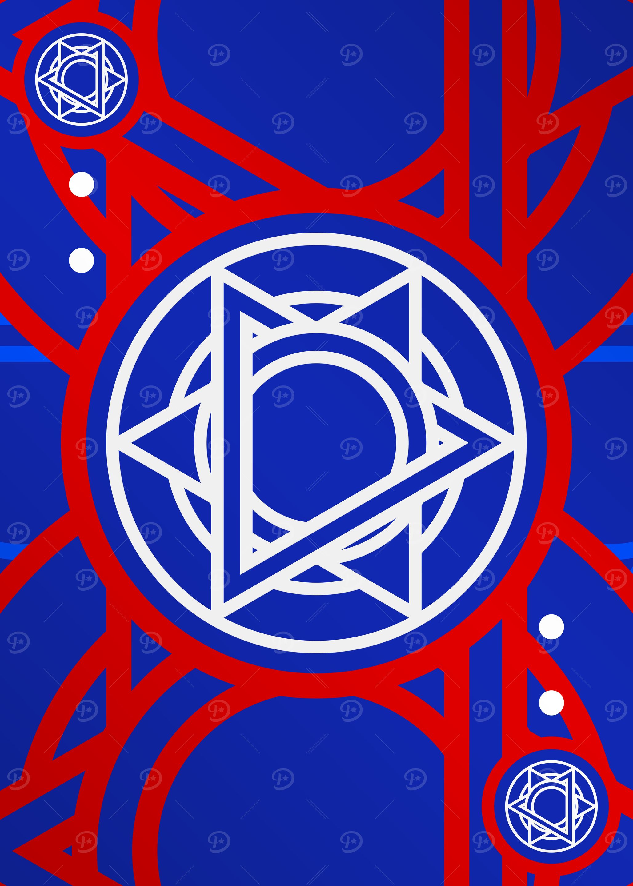 Red White and Blue Glyph