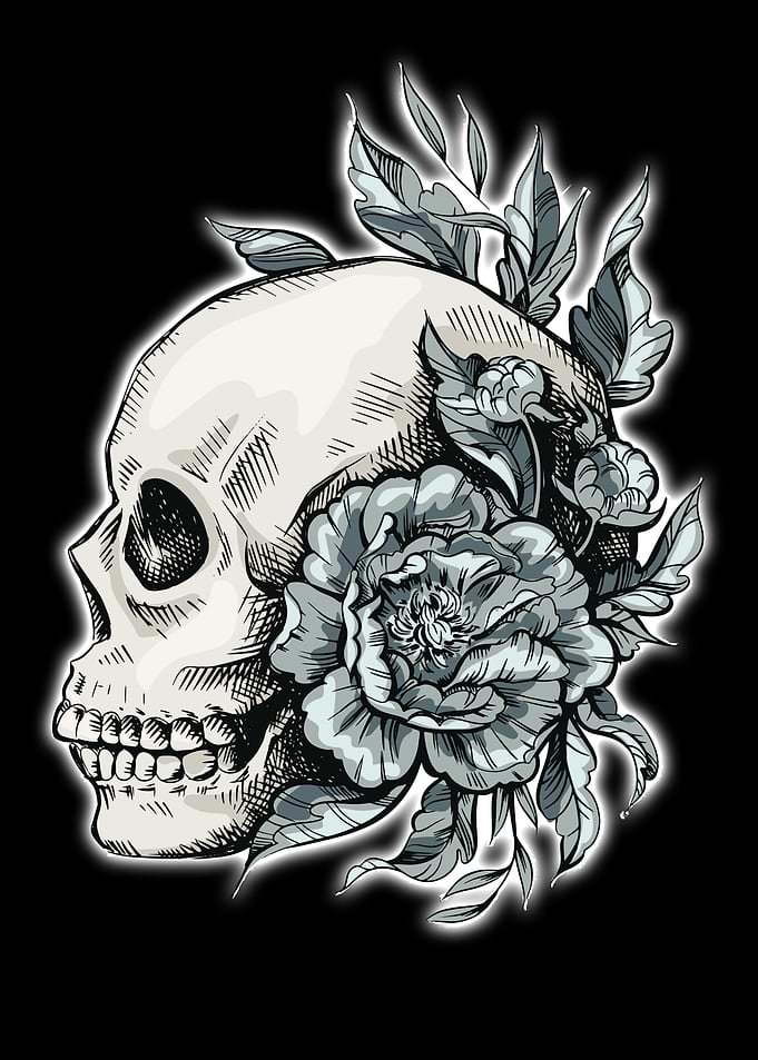 Flower skull left side