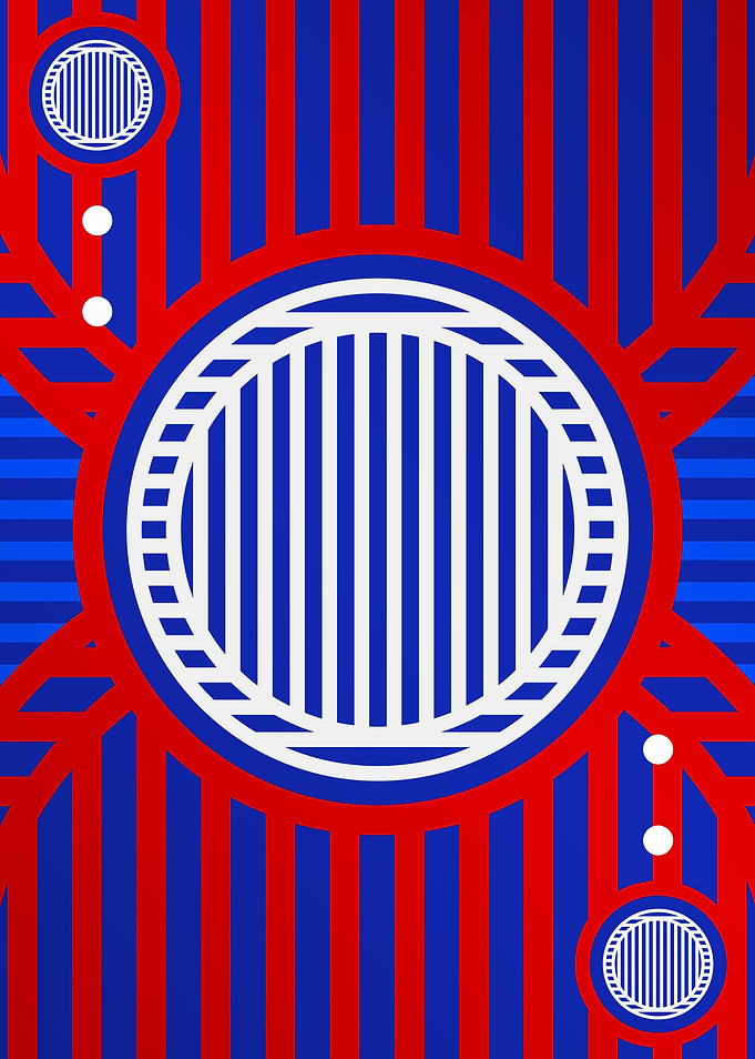 Red White and Blue Glyph