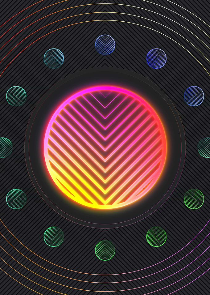 Neon Geometric Glyph Sign