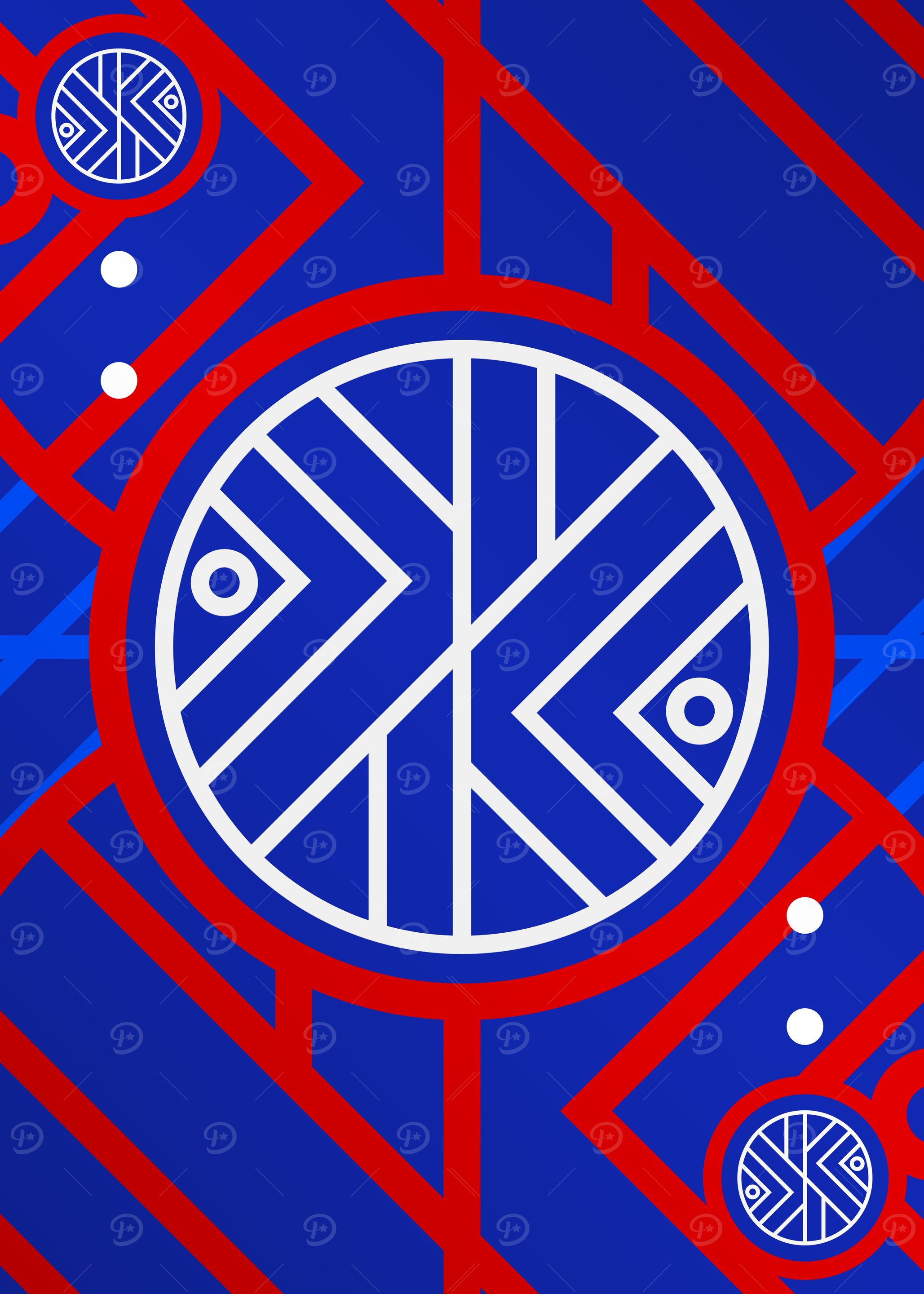 Red White and Blue Glyph