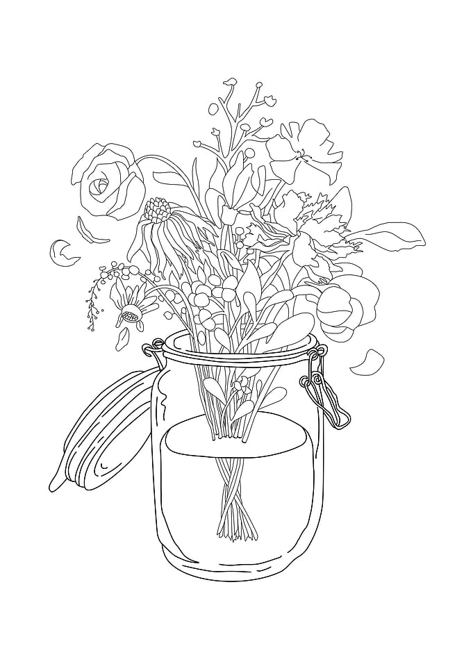 withered flower line art