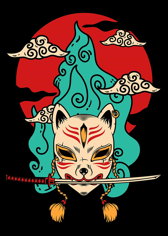 Kitsune Mask Katana Sword