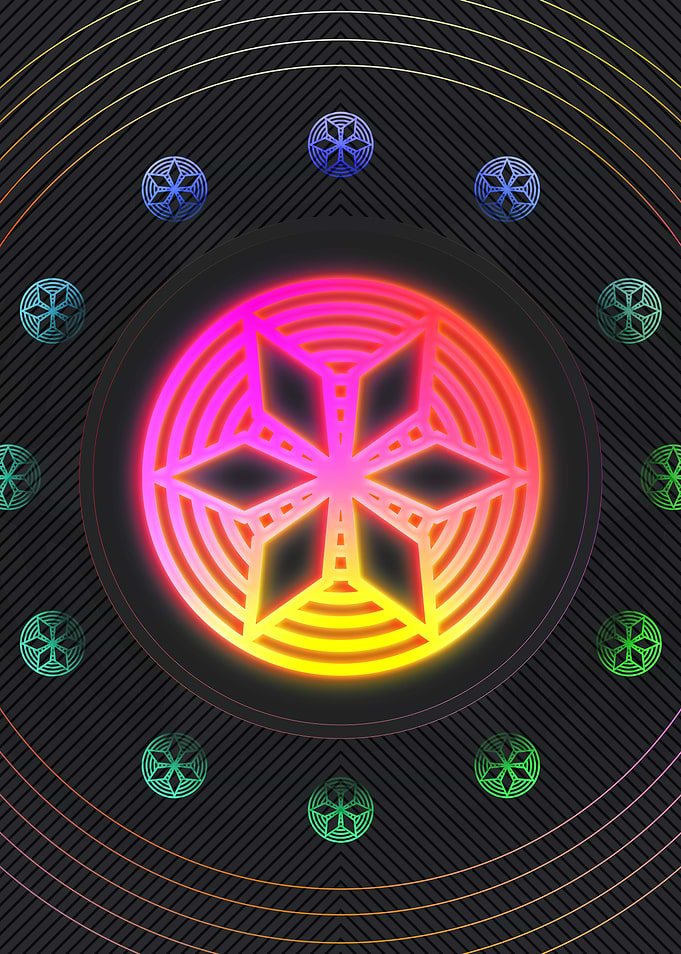 Neon Geometric Glyph Sign