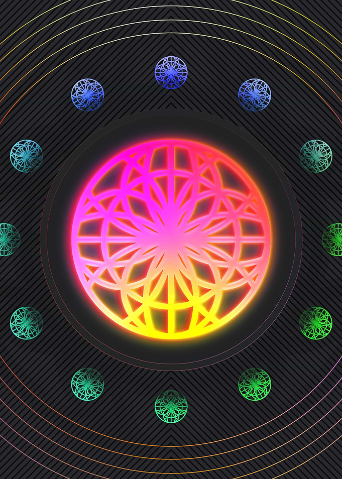Neon Geometric Glyph Sign