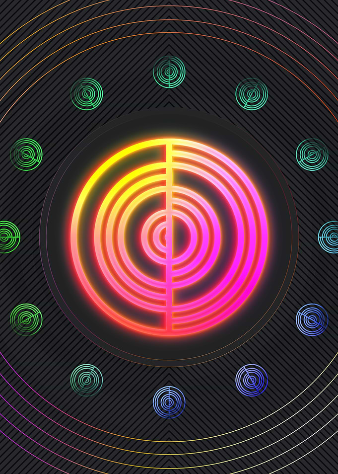 Neon Geometric Glyph Sign