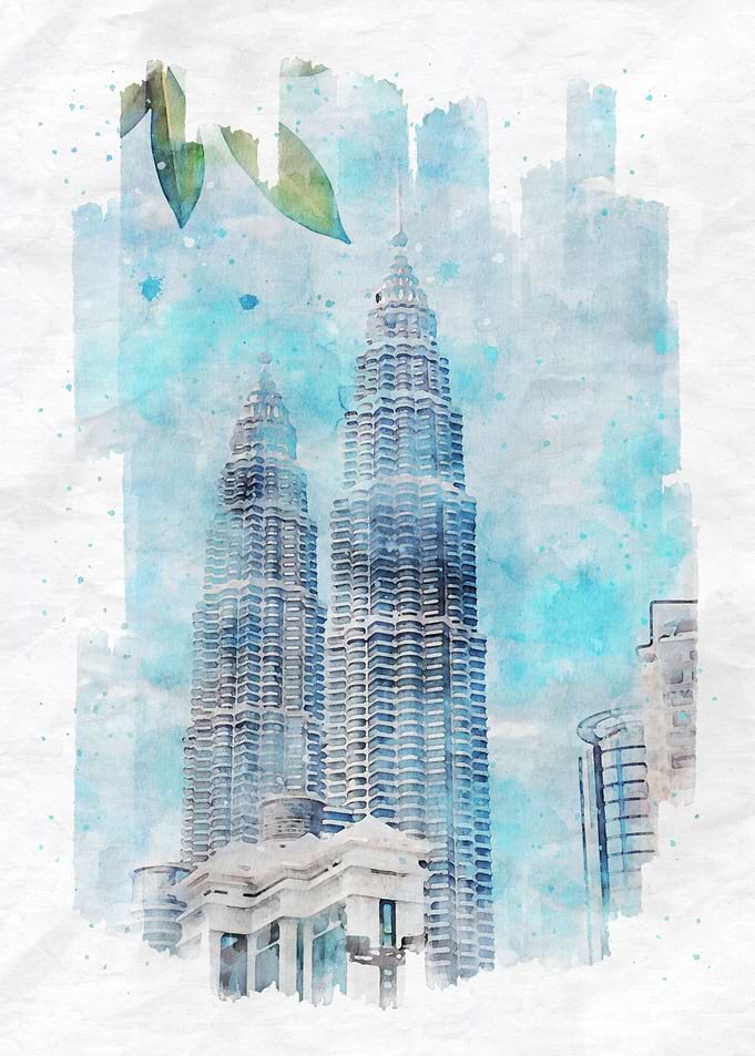Petronas Towers Watercolor