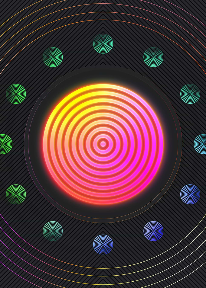Neon Geometric Glyph Sign