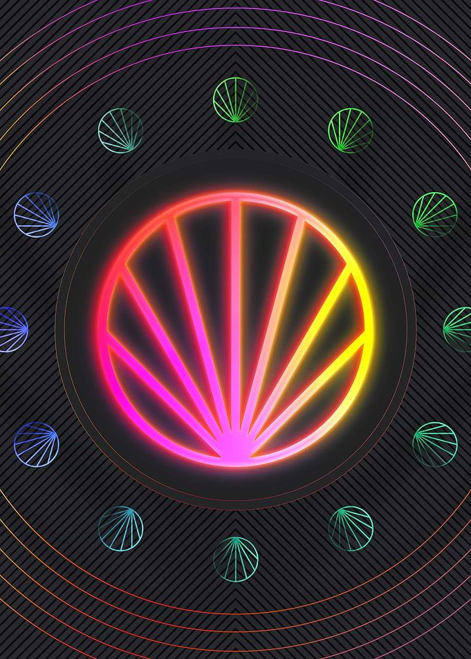 Neon Geometric Glyph Sign