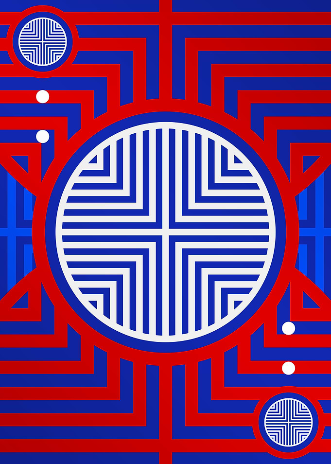 Red White and Blue Glyph