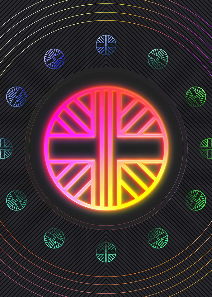 Neon Geometric Glyph Sign