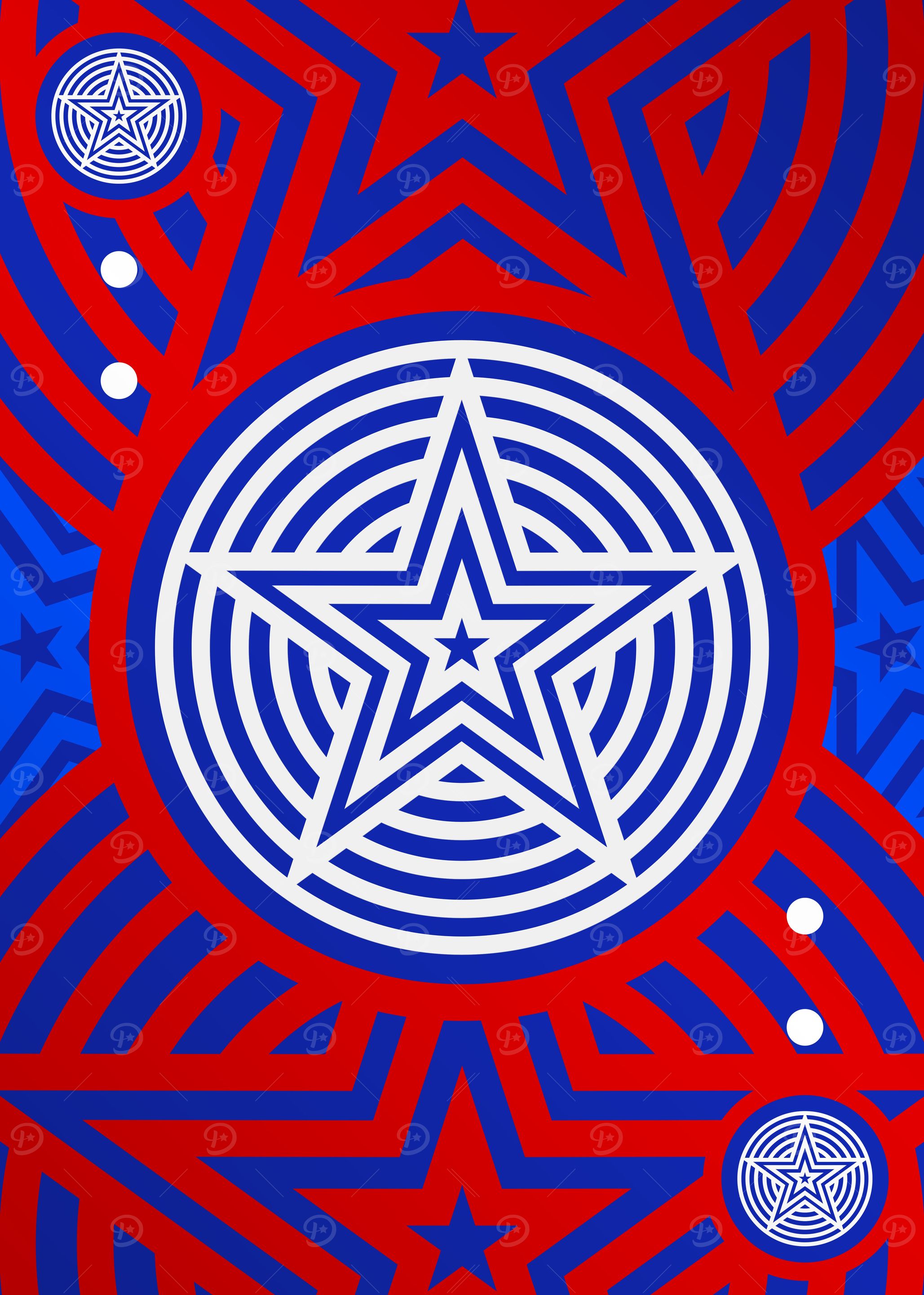 Red White and Blue Glyph
