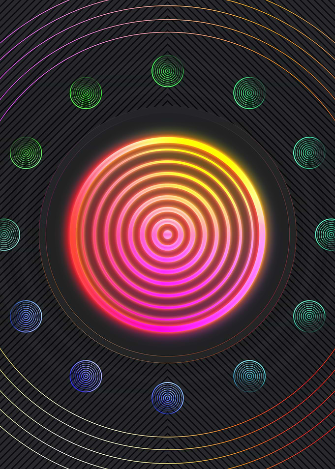 Neon Geometric Glyph Sign