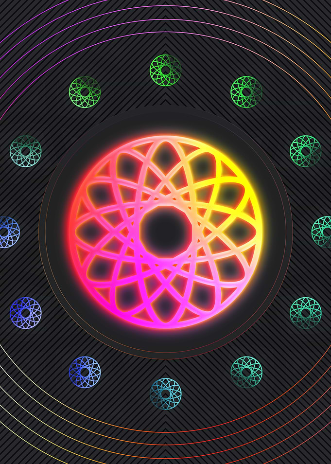 Neon Geometric Glyph Sign