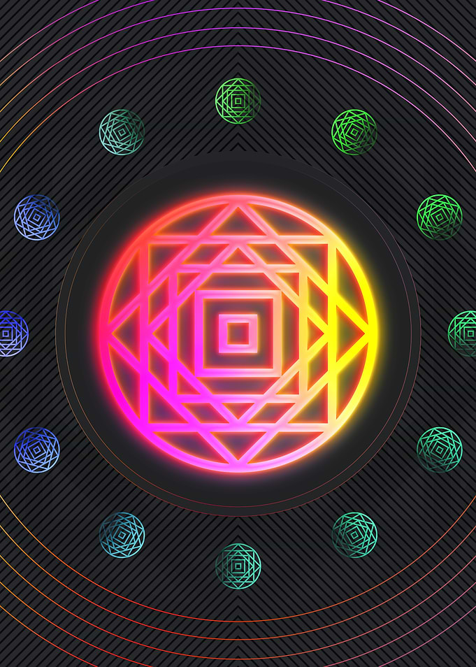 Neon Geometric Glyphs Sign