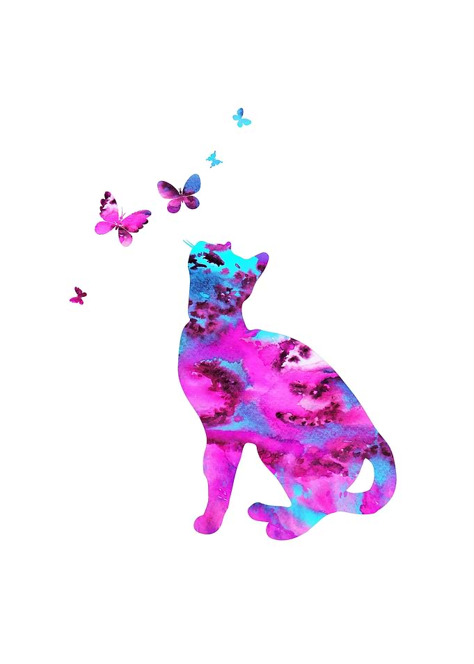 Cat playing with butterfly