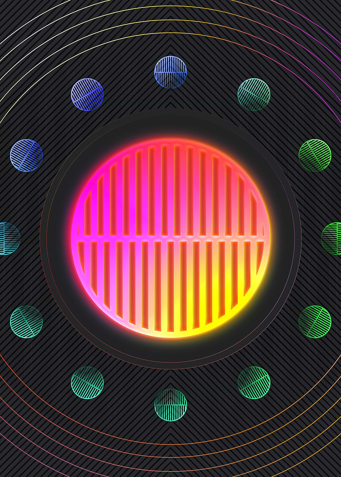 Neon Geometric Glyph Sign