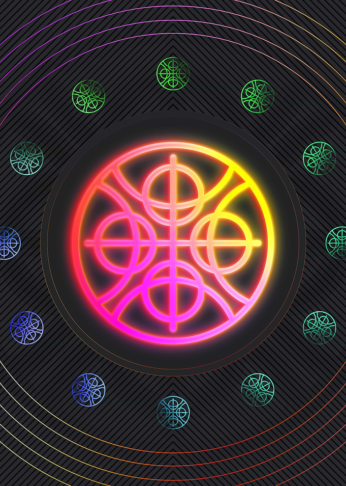 Neon Geometric Glyph Sign
