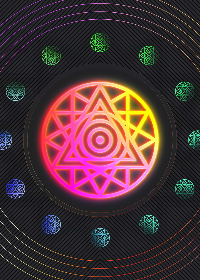 Neon Geometric Glyphs Rune