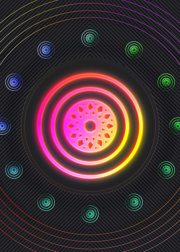 Neon Pink Glyph Mandala