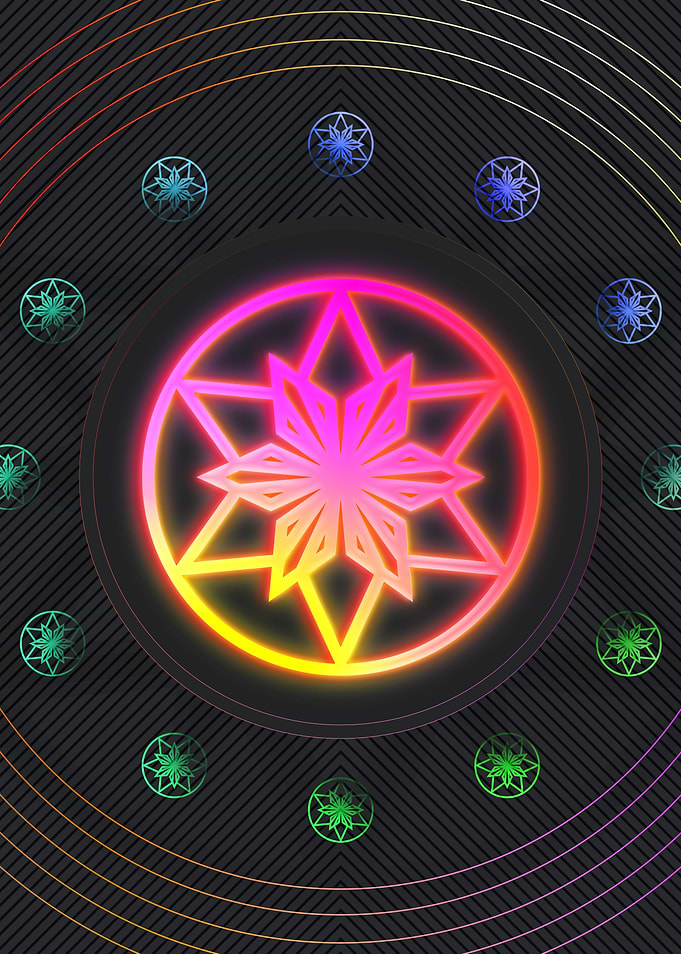 Neon Geometric Glyph Sign